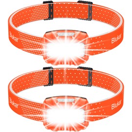 Blukar Headlamp Flashlight, 2-Pack Super Bright LED Rechargeable Headlight - Spotlight&Floodlight Combination,Sensor Control, 8 Modes,IPX5 Waterproof, 20+Hrs Runtime for Camping-Orange