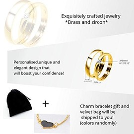 Uloveido Womens 3mm Gold Titanium Steel High Polished Plain Band, Couples Matching Wedding Promise Rings for Her (size T1/2)