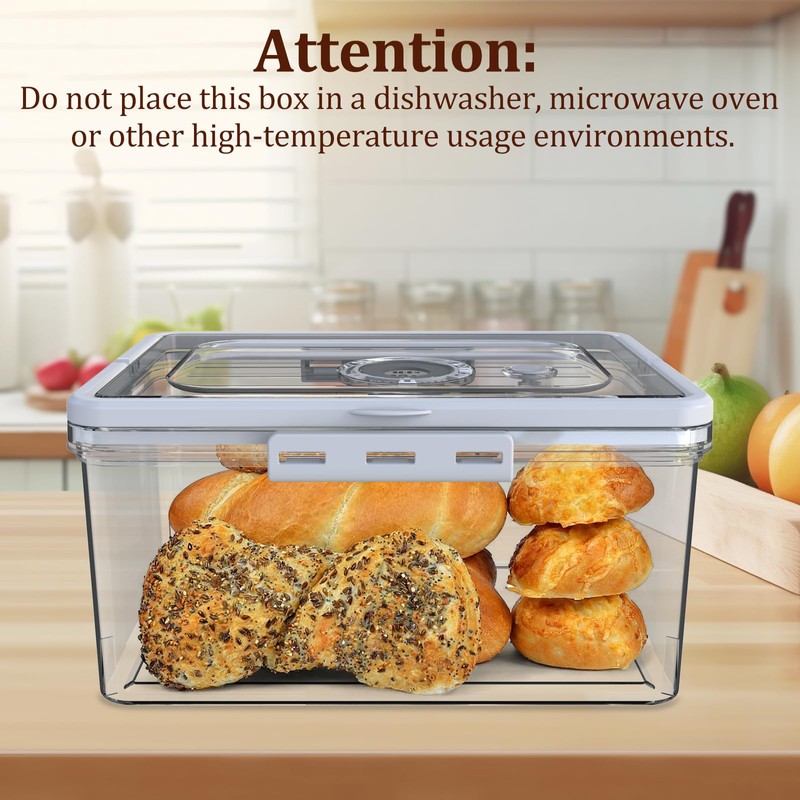 Bread Box with Digital Hygrometer,Bread Boxes with Lid and Handle,Time