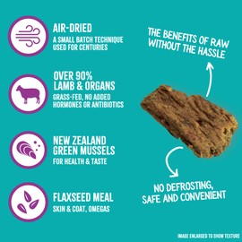 RawTernative Air Dried Dog Food, High Protein, Over 90% Real Lamb & Lamb Organs + New Zealand Green Mussels, Complete Meal or Topper, Grain Free, Gluten Free, Non GMO, (5 lb Bag)