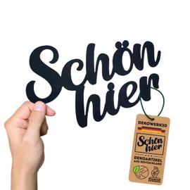 Schön Hier Lettering - Schön Hier Sign Decoration - Living Room Wall Decoration - Living Room Wall Decoration - Wall Sticker - Sticker - Wall Decoration for Home (M)