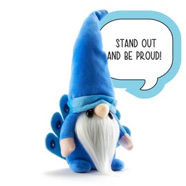 Hug Feel The Love - Peacock Gnome - Percy, Plush Gnome Decor, Swedish Gnome Ornament Tomte, Pocket Pal Gnomie Gift Figurine, 9 Inches