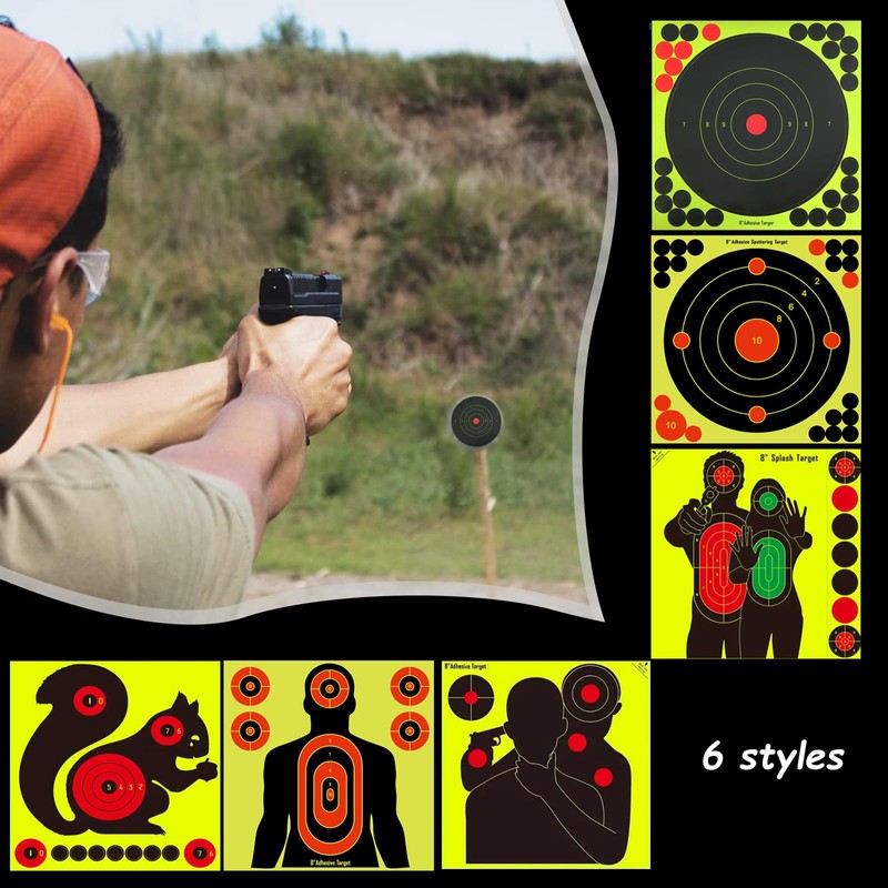 60 Sheets Reactive Shooting Target, 8 in Bullseye Reactive Shooting