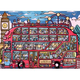 Cross & Glory - All Aboard London: The Great Red Bus Adventure - 1000 Piece Jigsaw Puzzle for Adults | British Charm Puzzle | Fun and Challenging Whimsical Puzzle
