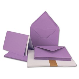 FarbenFroh 25 x Folding Card Sets DIN A6/C6 with Envelopes in Purple - Includes Insert - 14.8 x 10.5 cm - Premium Quality