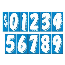 EZ Line Vinyl Decals for Cars Windshield Large Number Stickers 13 Dozen Pro Pack Dealer Supplies (White/Blue)