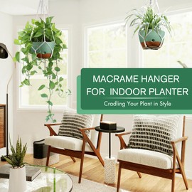 Set of 2-8 Inch Hanging Planters for Indoor Plants with Self-Watering Includes Hanging Pots for Plants, Outdoor Hanging Plant Pot with Drainage, and 2 Types of Hanging Baskets Hangers (Green)