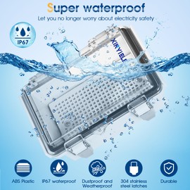 XINYIELE Waterproof Outdoor Project ABS Plastic Junction Box IP67 Weatherproof Dustproof Enclosure with Hinged Cover, Mounting Plate,Wall Brackets for Power Project (Clear,5.9"x3.9"x2.8")