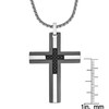 0.165 Carat Black Diamond Cross Pendant Necklace in Stainless Steel
