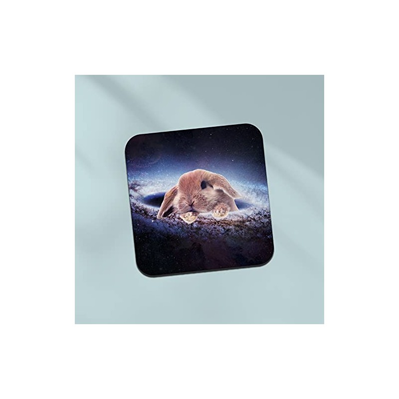 Square Single Coaster - Space Rabbit Bunny Animals Black Hole