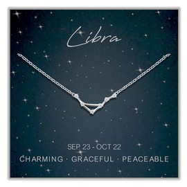 ALoveSoul 925 Sterling Silver Constellation Horoscope Zodiac Libra Necklace, Gift for Women Girls