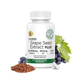 Plantonin New Zealand - Grape Seed Extract Capsules - Potent 120:1 Extract - 60000mg Strength - High Blood Pressure Support, Improve Circulation & Flow - Non GMO & Gluten Free - 60 Vegan Capsules