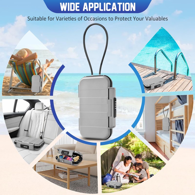 Portable Travel Safe Lock Box 4-Digit Combination Mini Safe Box,