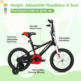 WEIZE Kids Bike,16 Inch Children Bicycle for Boys Girls Ages 4-7 Years Old, Rider Height 38-60 Inch, Coaster Brake, Black