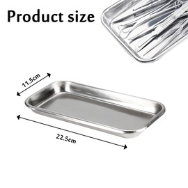 Gunwon 1 Pcs Small Instrument Tray, Stainless Steel Tray, Stainless Steel Medical Tray, Dental Lab Instruments Surgical Trays for Dental Lab Tool Instrument, Bathroom Organizer, Tattoo Tool Trays