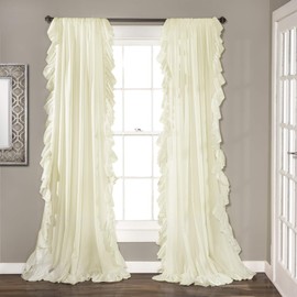 Lush DÉCOR Reyna Ivory Window Curtains Panel Set for Living, Dining Room, Bedroom (Pair), 95 in x 54, 2 Count