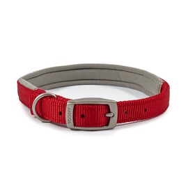 Ancol Viva Padded Soft Touch Weather Proof buckle collar in red, Fits neck 55-63 cm, Collar Size 8