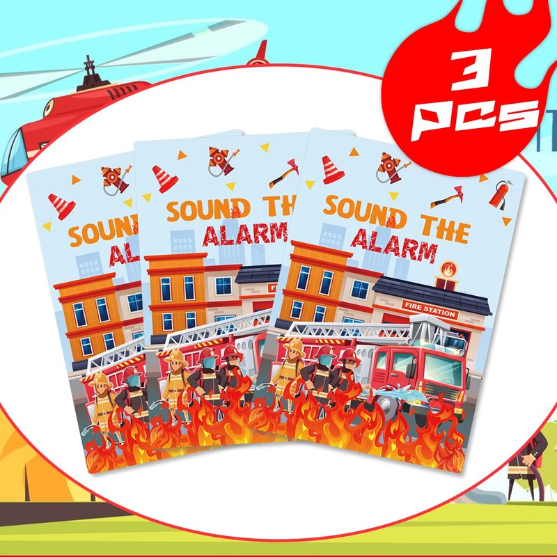 Fire Truck Tablecloth, 3 Pcs Firefighter Party Tablecloth Set -