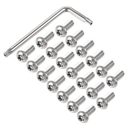 sourcing map M8x20mm Torx Security Machine Screw, 20pcs Pan Head Screws Inside Column, with T40 L-Type Wrench, 304 Stainless Steel Fasteners Bolts