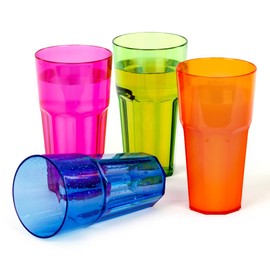 LIVIVO Set of 4 Bello Plastic Tumbler | BPA Free Premium Quality | Beautiful Colors | Stackable Design| Perfect for Picnic,Camping, Kids Party, Caravan, Indoor & Outdoor | 600ml Capacity (Pack of 4)
