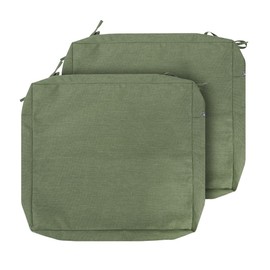 Magpie Fabrics Patio Cushion Covers Set of 2(Replacement Cover only, No Insert!), Waterproof Indoor Ourdoor Deep Seat Chair Cushion Slipcover with Ties(24x24x4 Inch, Green)
