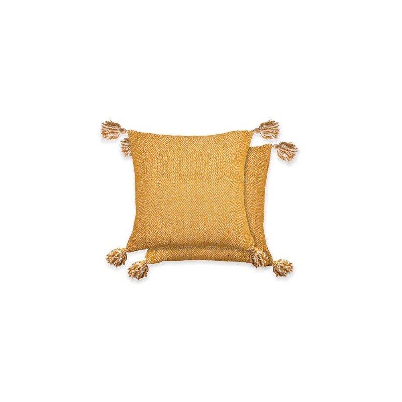 Emma Barclay Herringbone - Recycled Cotton Cushion Cover (Ochre Yellow)
