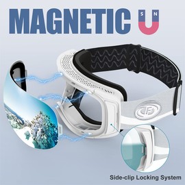 Findway Ski Goggles for Glasses Wearers Men Women Snowboard Goggles with Magnetic Interchangeable Lenses, Snowboard Goggles Magnetic Glasses Wearers Polarising OTG, Anti Fog, All-Weather Mirrored Ski