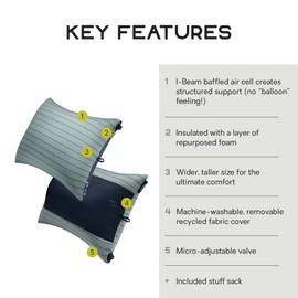 NEMO Equipment Fillo King Luxury Camping Pillow - Silt Stripe - One Size