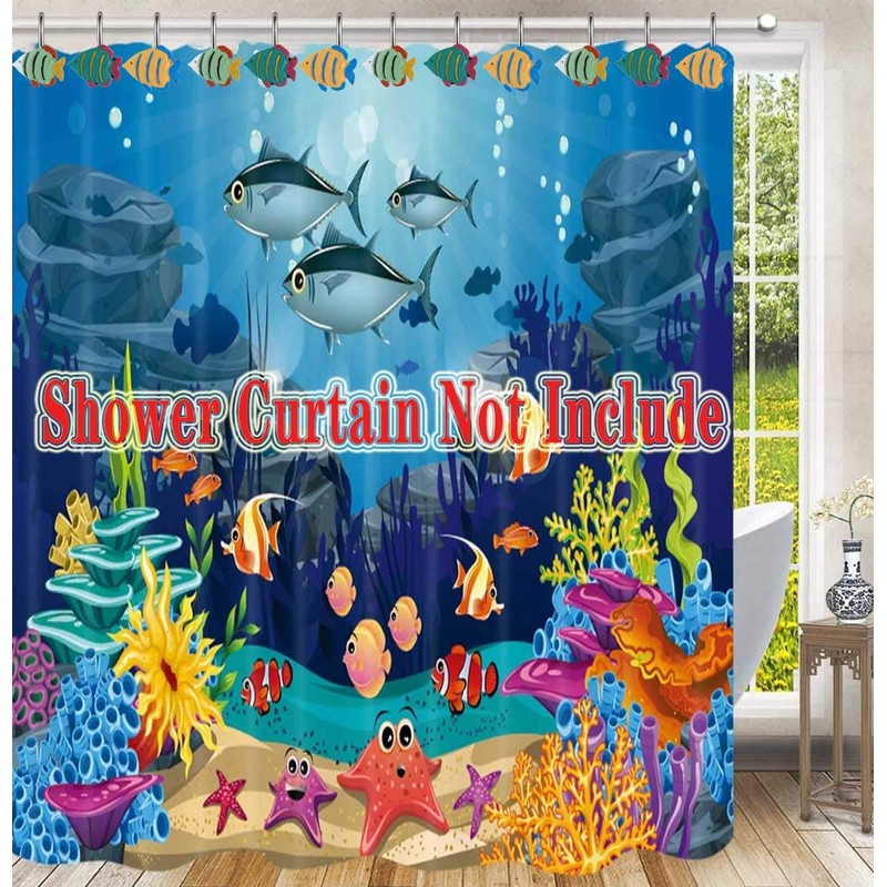CandyGrid Fish Shower Curtain Hooks Rings for Under The Sea