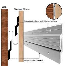 Simfelice French Cleat Hanger Heavy Duty 30 Inch Aluminum Z Bar Clips for Hanging Mirrors, Pictures, Whiteboards, Shelves, and More - Interlocking Wall Mirror Mounting Hardware 200 lbs Picture Hanger