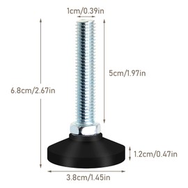 Ericrise Pack of 10 Furniture Levelling Feet, Adjustable Foot for Furniture, Adjustable Feet M10 x 38 mm, Adjustment Screw, Adjustable Feet, Galvanised Steel for Table, Chair, Hanger, Bedside Table
