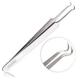 Blackhead Acne Extraction Tweezers - FEITA Pro & Surgical-Grade Stainless Steel Bend Curved Comedone Extractor Tweezer Tool for Remove Whitehead and Clogged Pores, Pimple - Silver