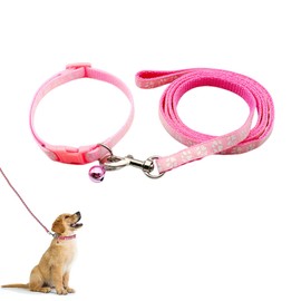 Dog Collar and Lead, Collar and Lead for Small Dogs, Dog Collars, Dog Collar, Comfortable Adjustable Dog Collar, Dog Collar and Lead Set, Puppy Collar, Pink