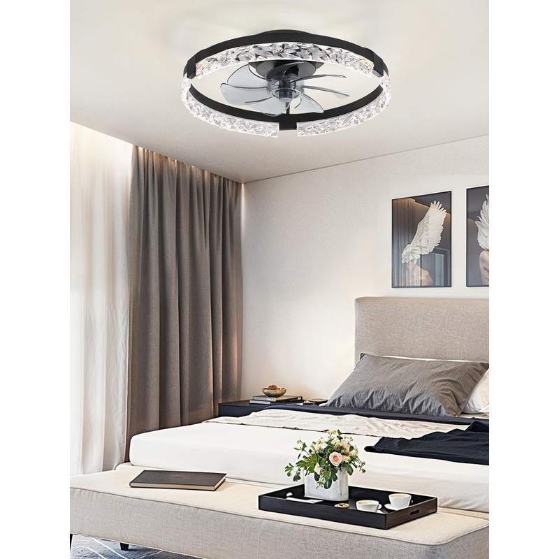 LEDIARY 20 Inch Low Profile Ceiling Fans with Lights and
