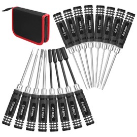 RC Hex Screwdriver Tool Set 16 Pcs Screwdrivers Kit 4 Pcs Hex Driver 8 Pcs Screwdrivers 4 Pcs Nut Wrench Repair Tool Kit Socket Screwdrivers for RC Quadcopter Helicopter FPV Drone Car Airplane