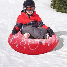 YJZQ Inflatable Ski Sledge Heavy Duty Sports Winter Sledge Foldable Circle with Handles for Kids and Adults Diameter 94cm Colorful