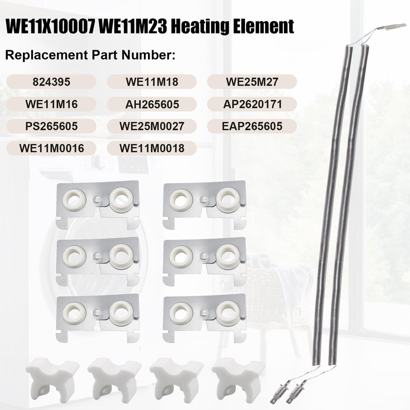 WE11M23 WE11X10007 Dryer Heating Element Kit with 2 Coils 6