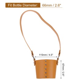 sourcing map Water Bottle Carrier Holder with Strap, 67x66mm PU Leather Tumbler Holder Coffee Cup Holder Water Bottle Sleeve Bag Water Bottle Drinks Bags for Camping Walking Hiking, Brown