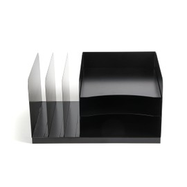 Huron Desktop File Organizer Combo Vert 3 Slot/Horz 3 Slot, Black Commercial Grade Steel