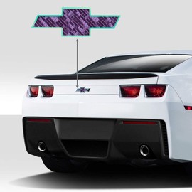 IPG Compatible con 2010-2013 Camaro LS LT RS SS - Pegatinas de emblema trasero - Juego de pegatinas de emblema (camaleón morado a azul con contorno de coral azul)