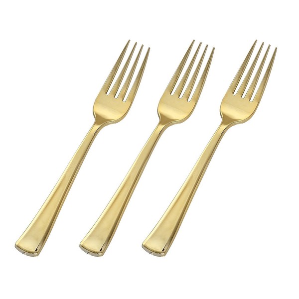 Heavyweight Plastic Forks -7.25" | Gold | Golden Secrets Collection | Pack of 24