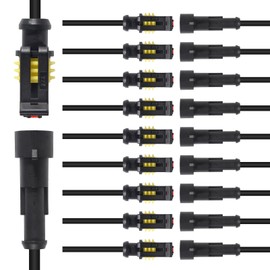 AITRIP 10 Kit 1 Pin Connector,Way Car Waterproof Electrical Connector,1 pin Plug Auto Electrical Wire Connectors with Wire 16 AWG Marine for Car, Truck, Boat, and Other Wire Connections