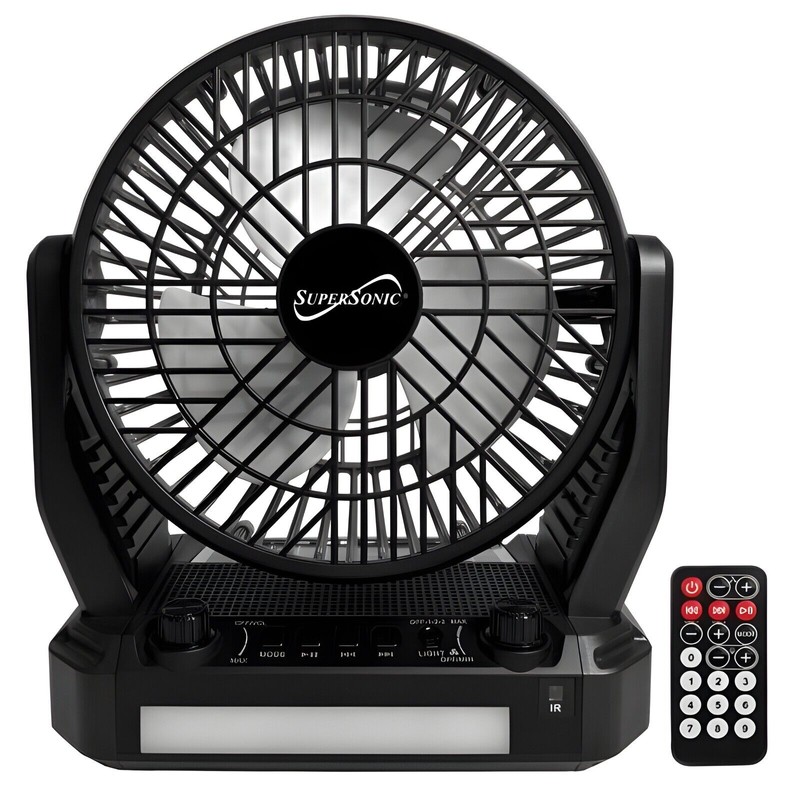 Supersonic Solar Rechargeable Bluetooth Radio + 3-Speed Cooling Fan +