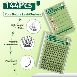 Natural Lash Clusters Wispy Eyelash Clusters 144 pcs Cluster Eyelash Extensions D Curl Individual Lashes 8-18MIX Mix Length Light and Natural Lashes Look with Thin Lash Band by KEYYOU(N04-8-18MIX-D)