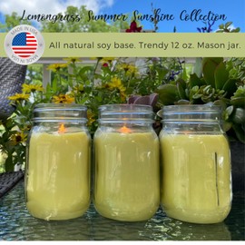 Mosquito Naturals Fresh Mint Candles with Essential Oils - Made in USA - (Set of 3) for Patio, Deck, Outdoor or Indoor Use – 88 Hour Burn - All Natural, Soy Base Candles, 12 oz Jars