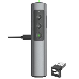 Rechargeable Green Laser Pointer Presentation Clicker for Laptop PowerPoint, USB-A USB-C Wireless Presenter Remote Power Point Clicker for Computer/Mac/PPT/Slideshow/Google Slide Advancer