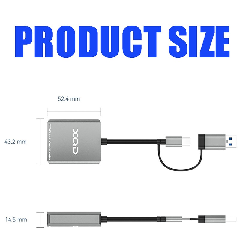 Tunghey 2-in-1 XQD/SD Card Reader, USB-C & USB-A, 5Gbps Transfer,