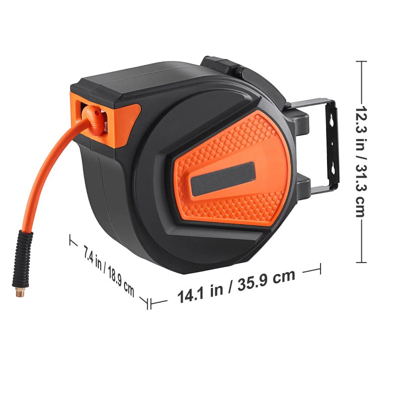 Hybrid 3/8 X 50 FT Retractable Air Hose Reel 300PSI