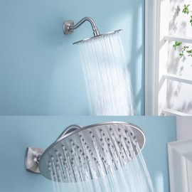 SWHYGER 8 Inch Angled Shower Arm Extension with Flange, Brushed Nickel SW-91068-8BN.
