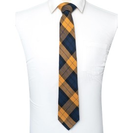 RBOCOTT 3.15“ Orange Cotton Tie Wool Plaid Striped Business Wedding Necktie for Men(8cm-6)